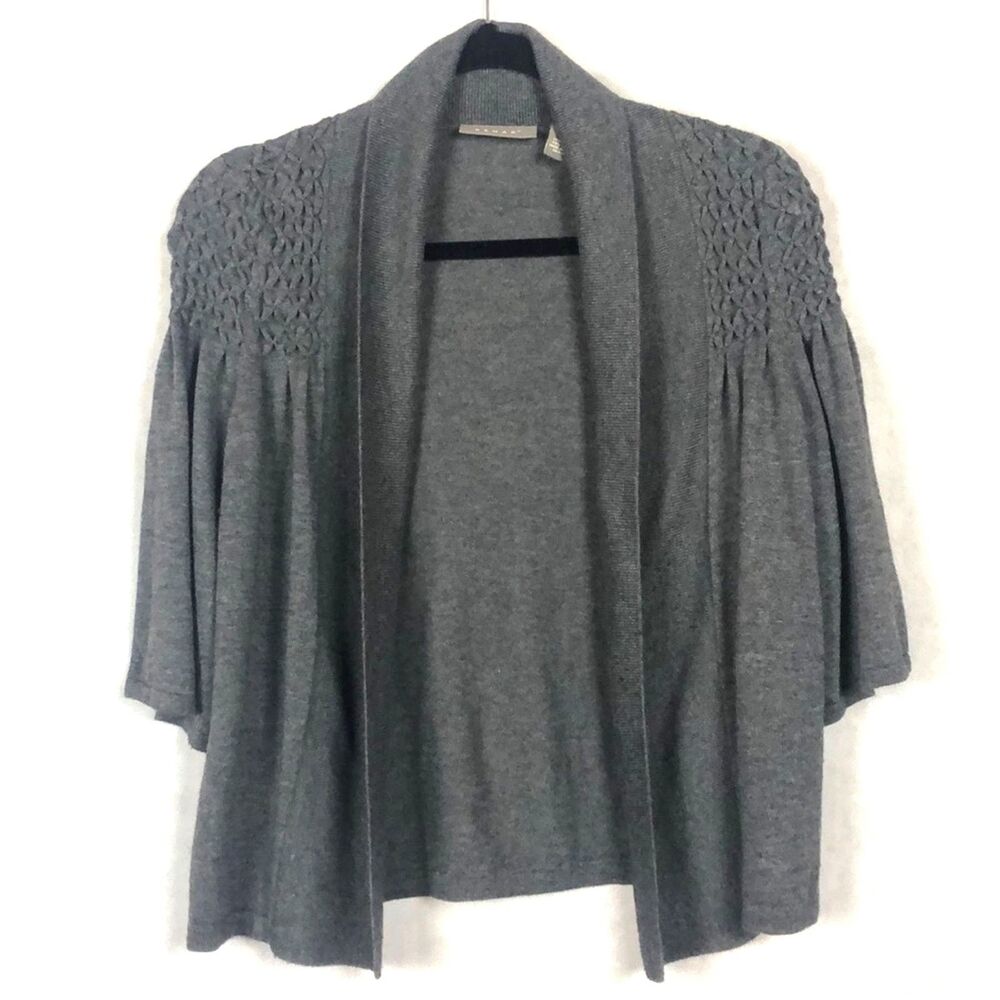 KENAR Quilted Open Front Cardigan Gray Size S